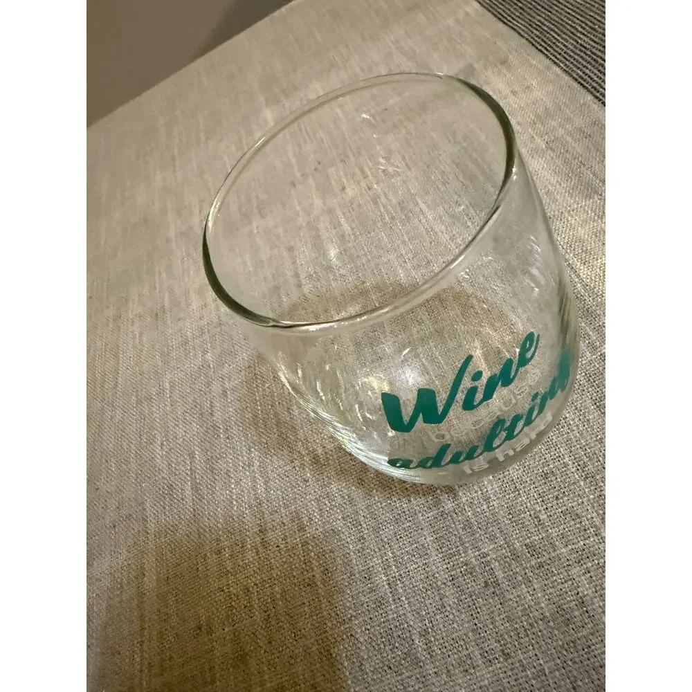 🍷 Wine Because Adulting Is Hard - Stemless Wine Glass - Teal